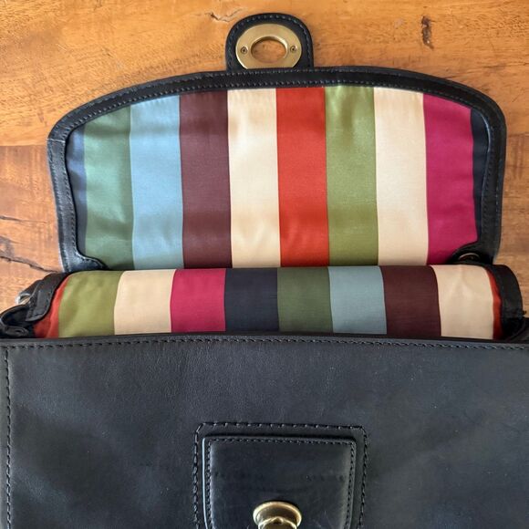 Coach Willis 70th Anniversary Black Leather Satchel Crossbody Bag 19132 Brass - Picture 10 of 17